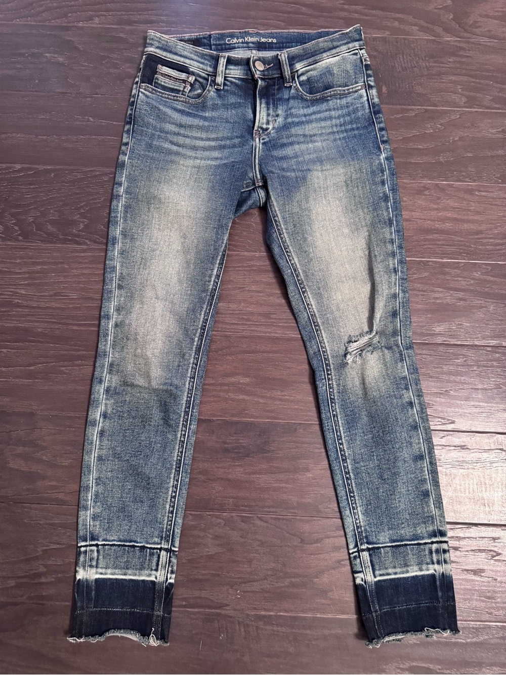 Calvin Klein Women's Faded Skinny Jeans - Light and Dark Blue Wash